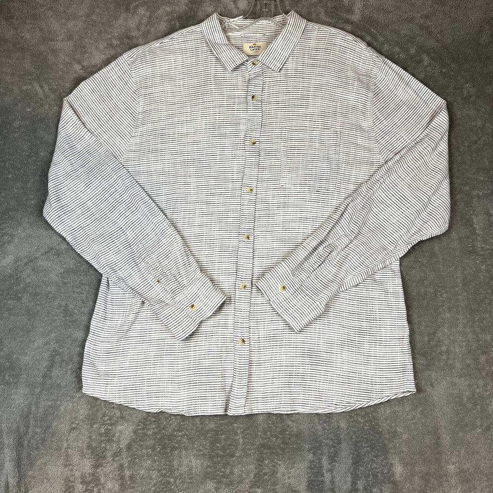 Marine Layer Stretch Selvage Long Sleeve White Shirt Men's XL Lightweight Resort